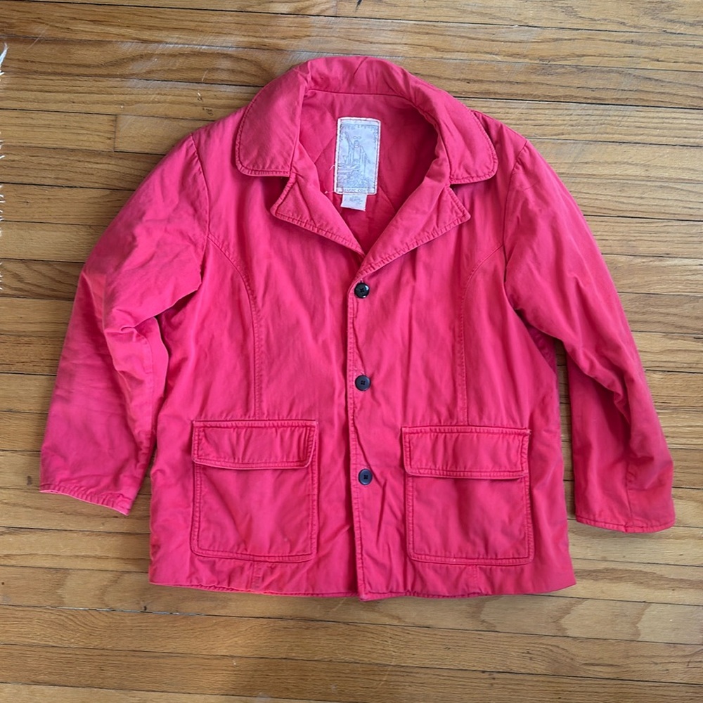 Red Quilted Chore Barn Coat, Size Large